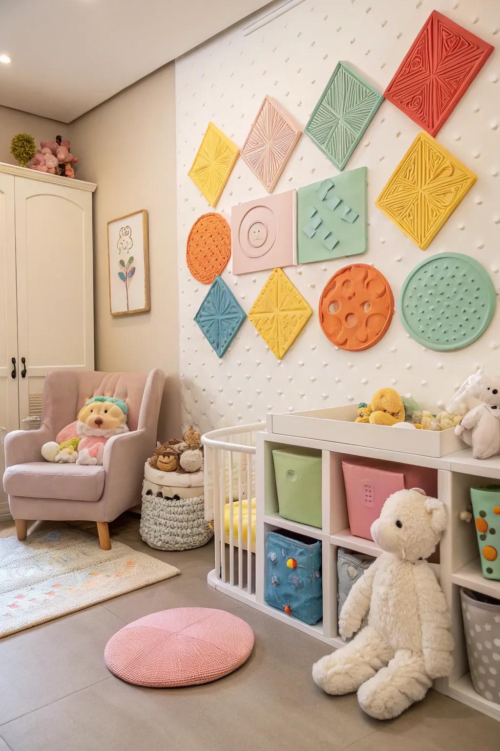 Engaging wall art encourages exploration and play.