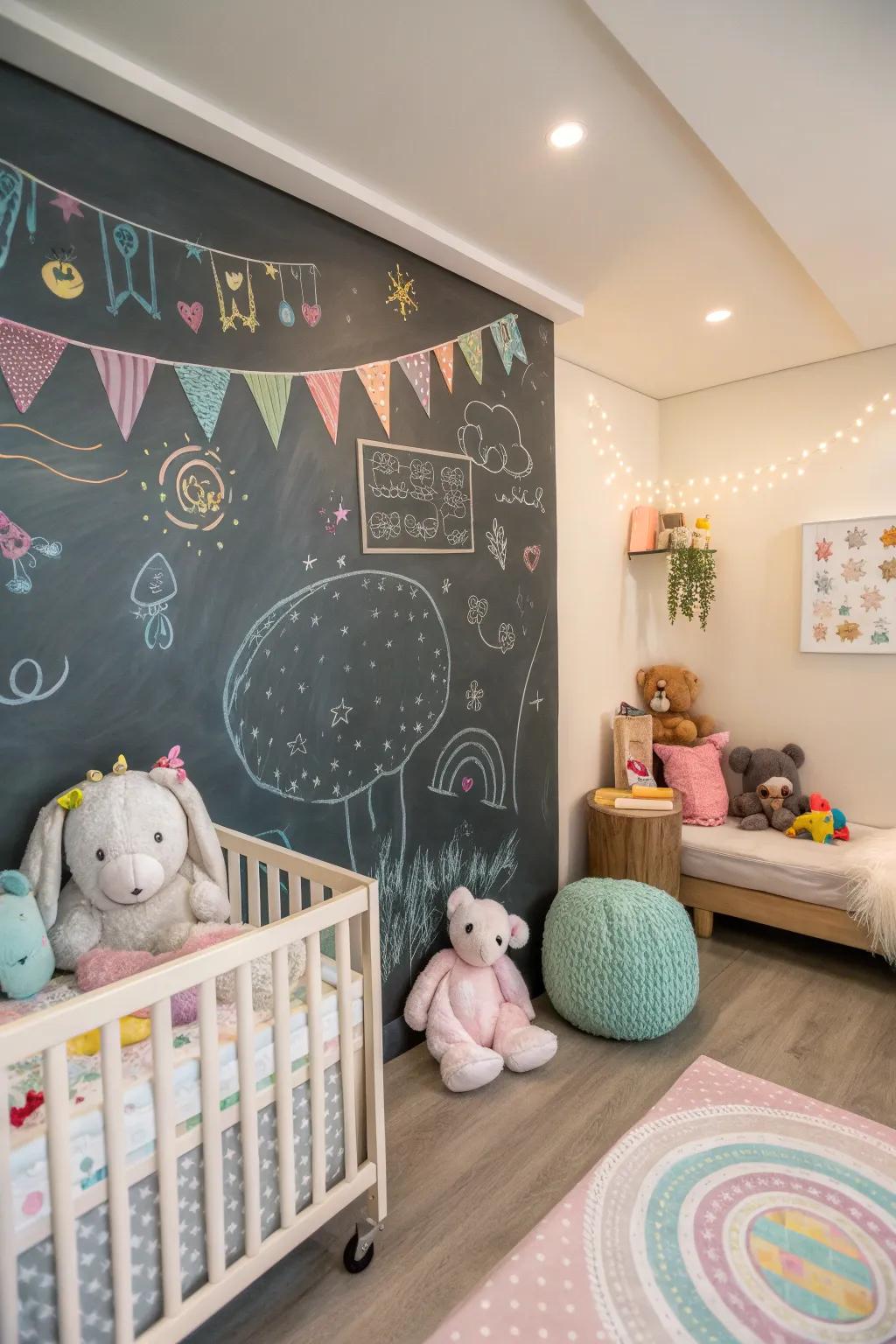 A slate wall offers creative freedom and fun.