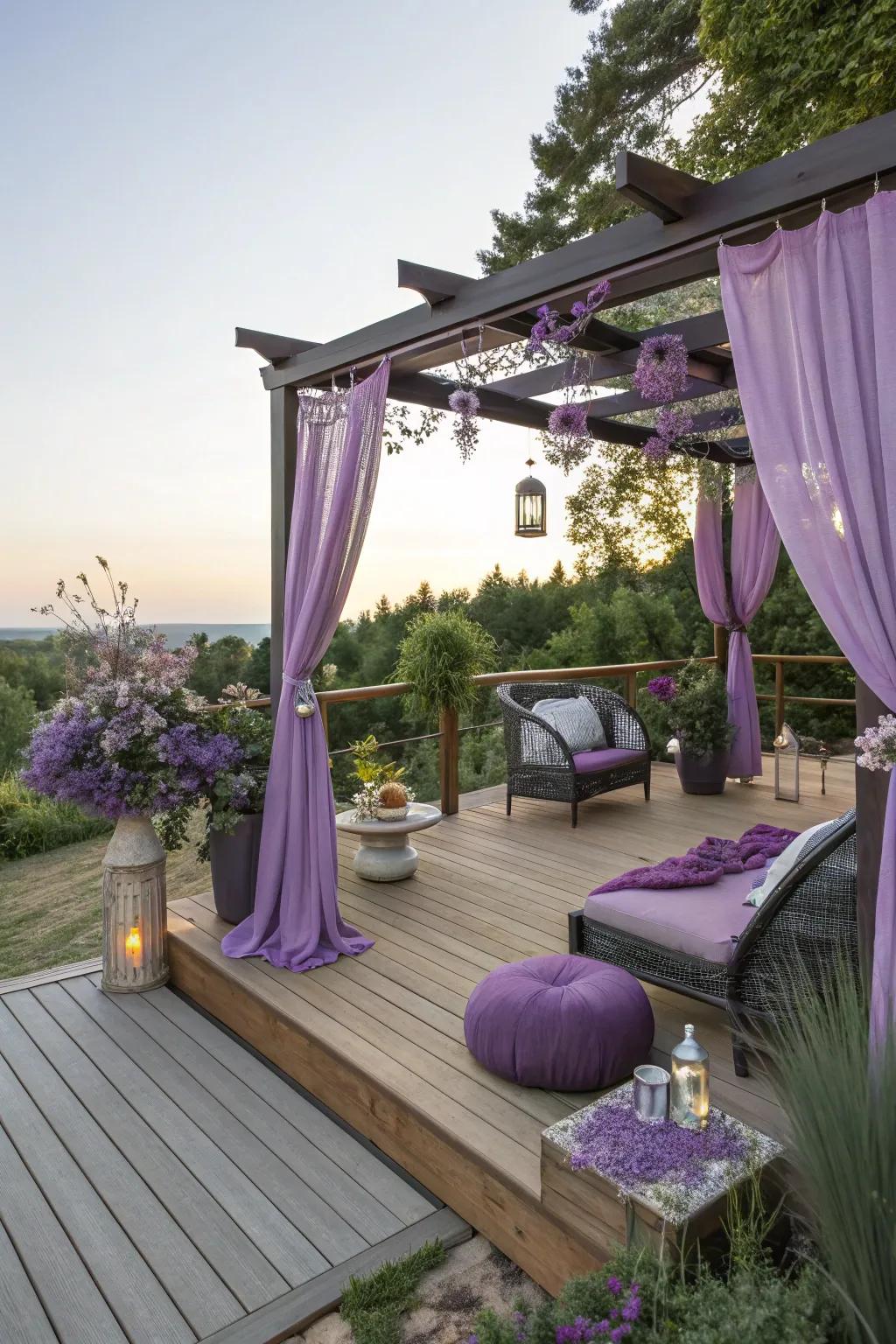 Plum and ash add a dramatic and sophisticated flair to your deck.