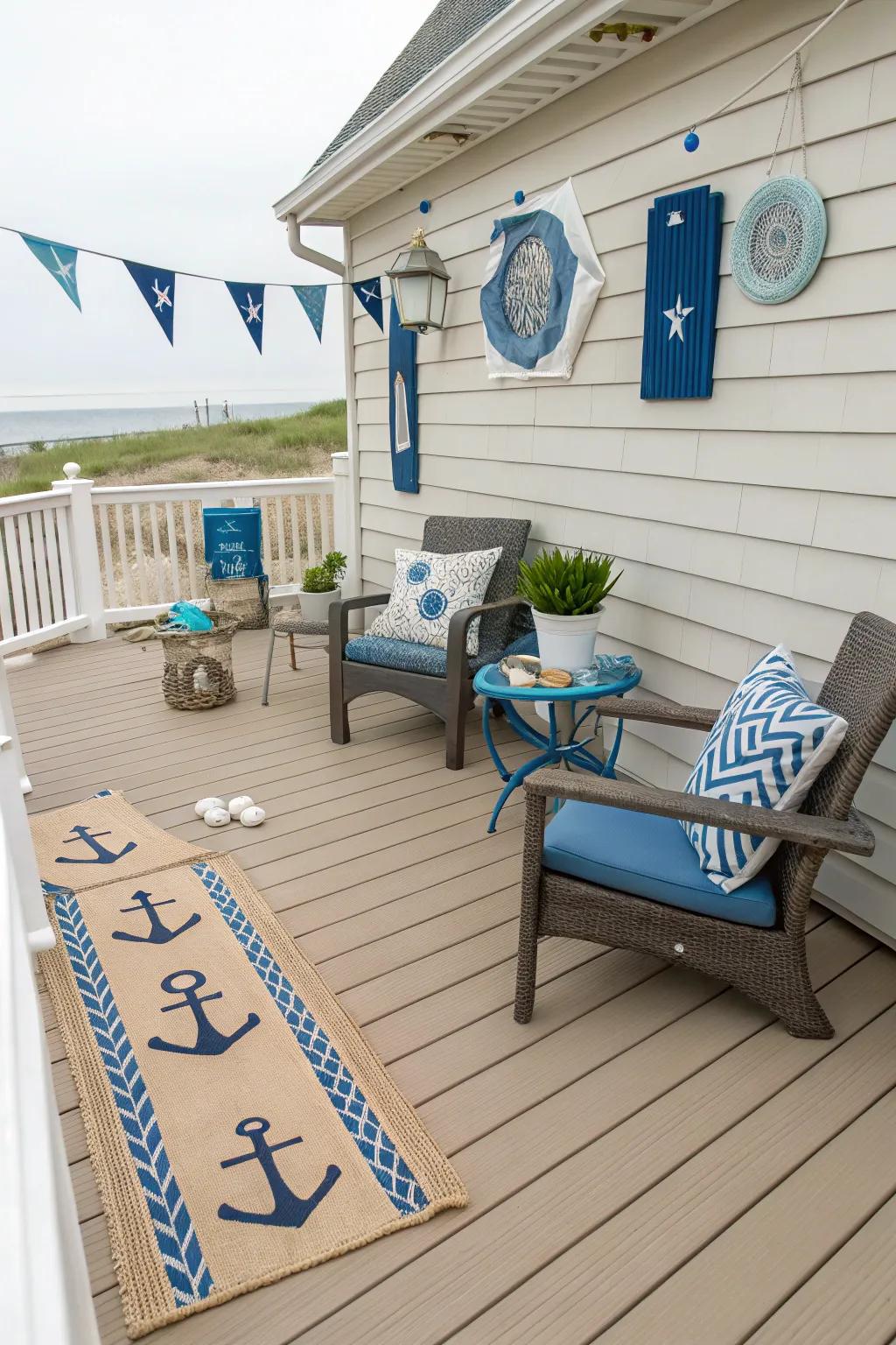Natural sand and deep water bring a hint of coastal charm to your deck.