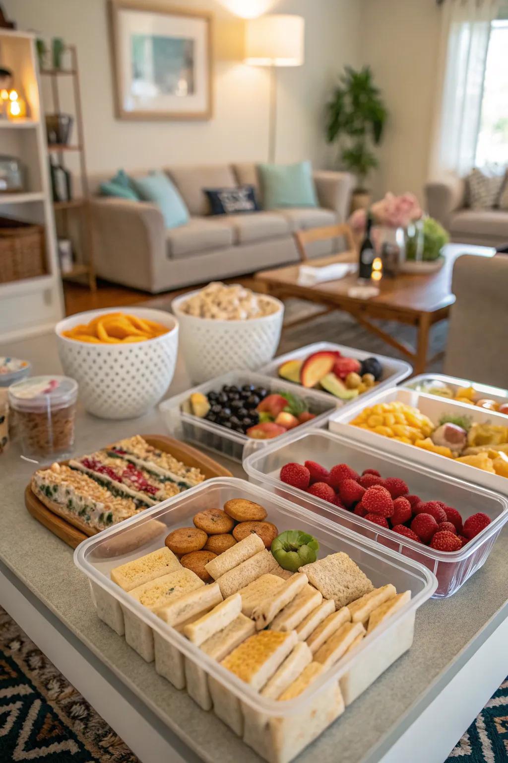 A grab-and-go buffet makes things easy and quick for casual events.