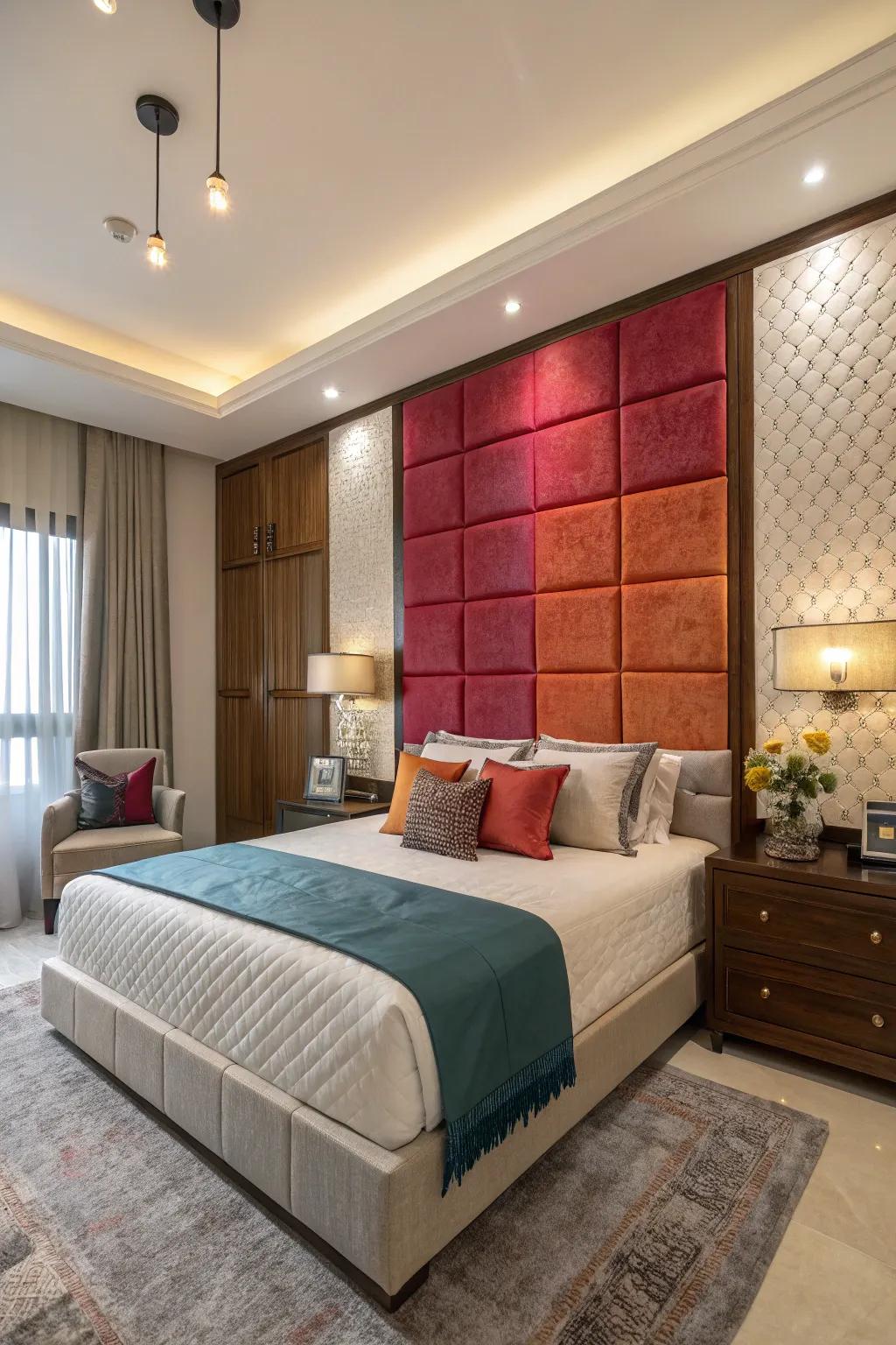 A feature wall adds drama to your bedroom.