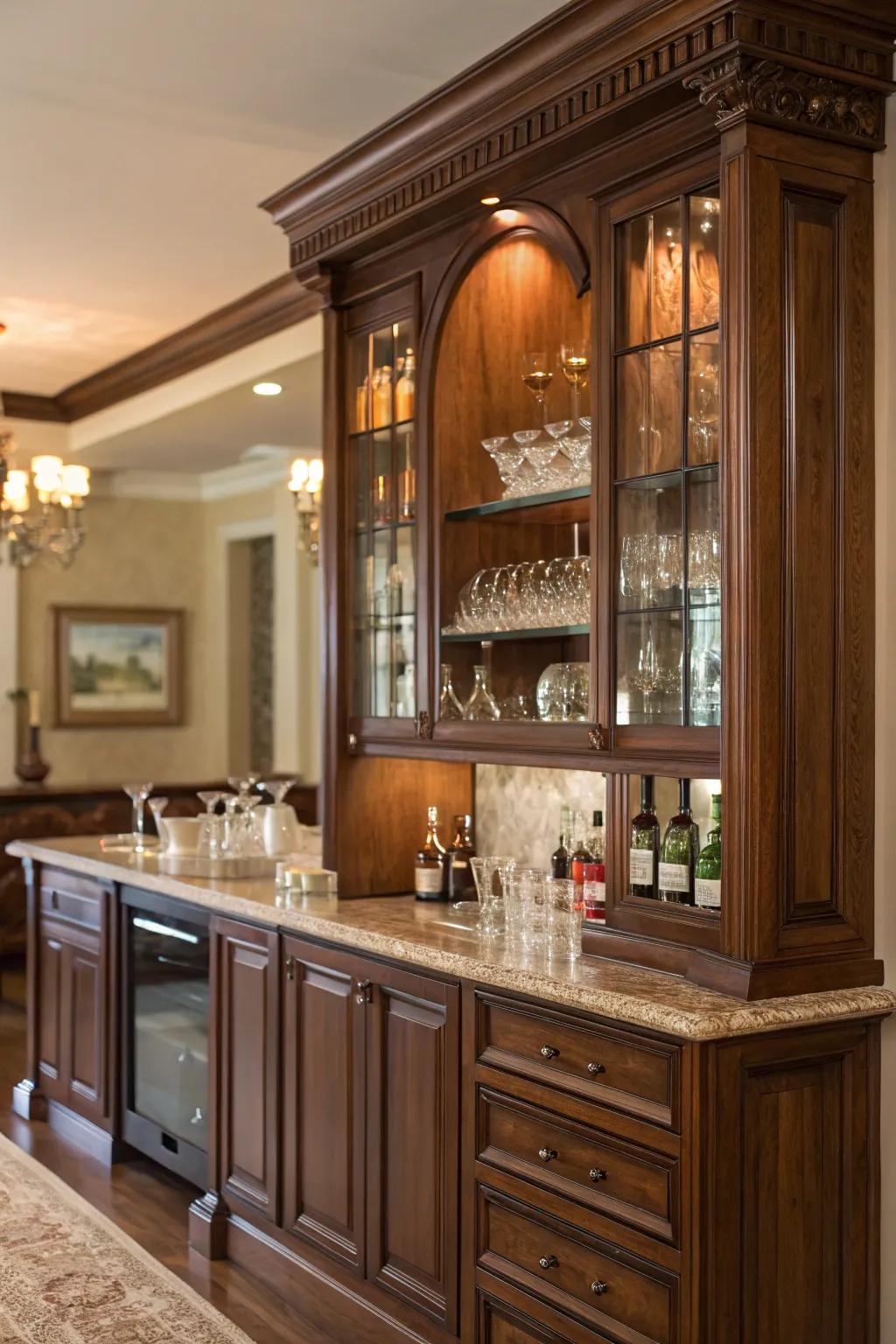 A classic home bar radiating timeless sophistication.