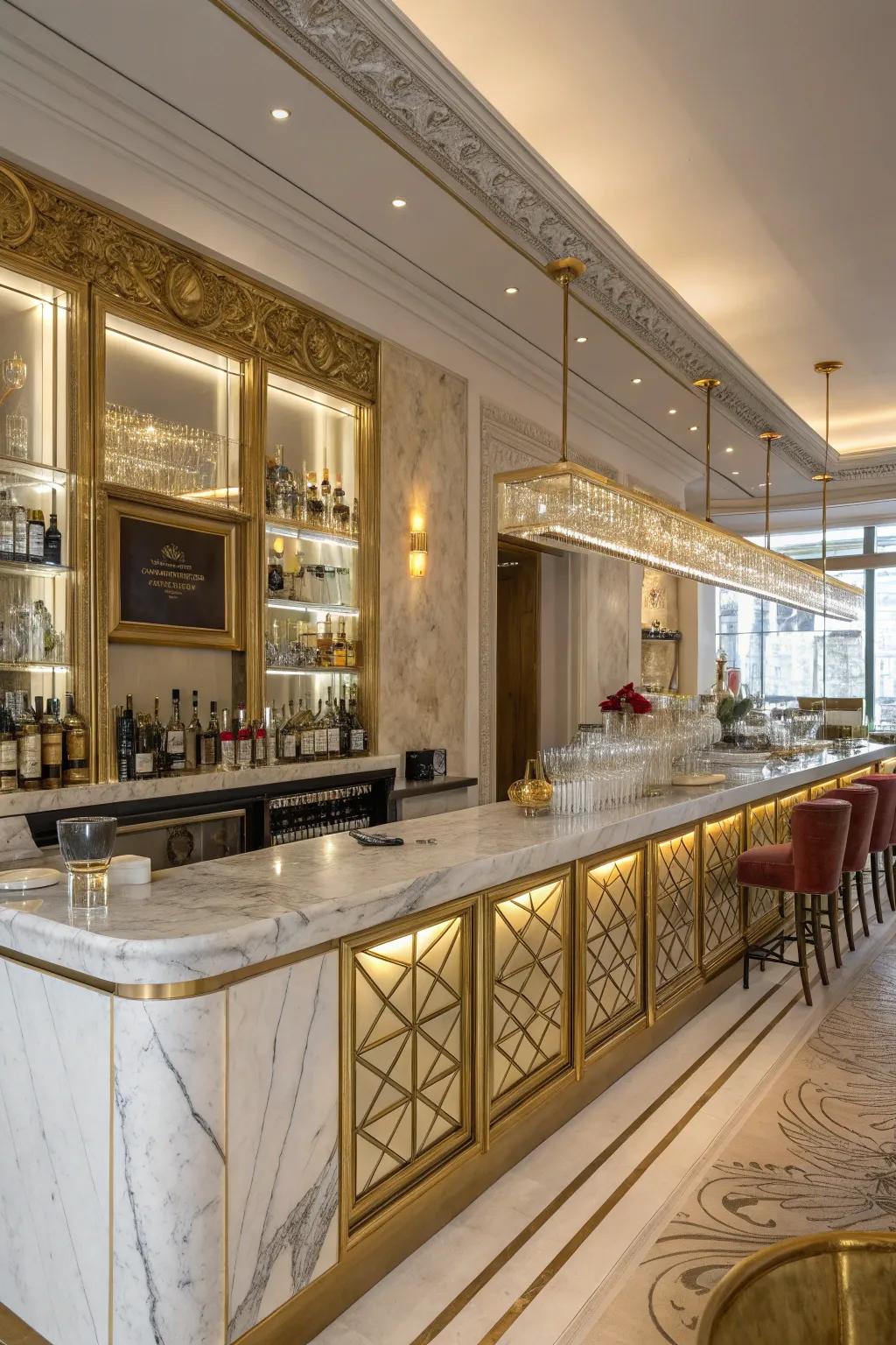 Elegant touches for a luxurious home bar experience.