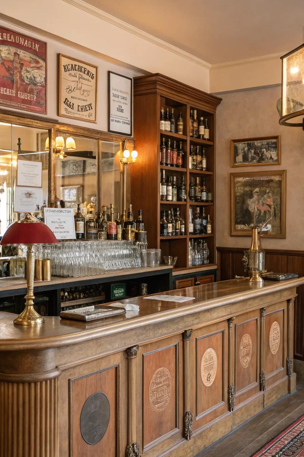 Embrace nostalgia with a vintage-theme home bar.