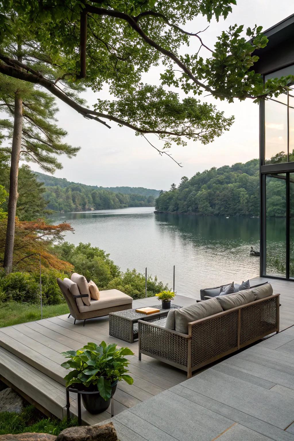 An appealing outdoor area designed for relaxation and connecting with nature.