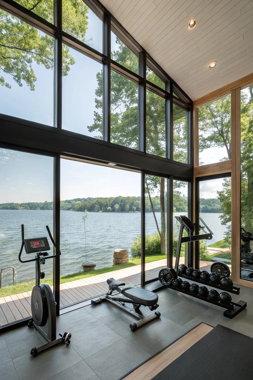 A gym with a view offers motivation and relaxation.