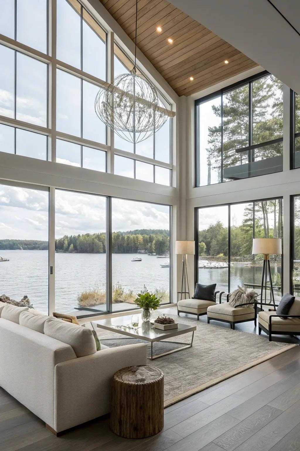 Luxurious interiors offer comfort and style in your lake house.