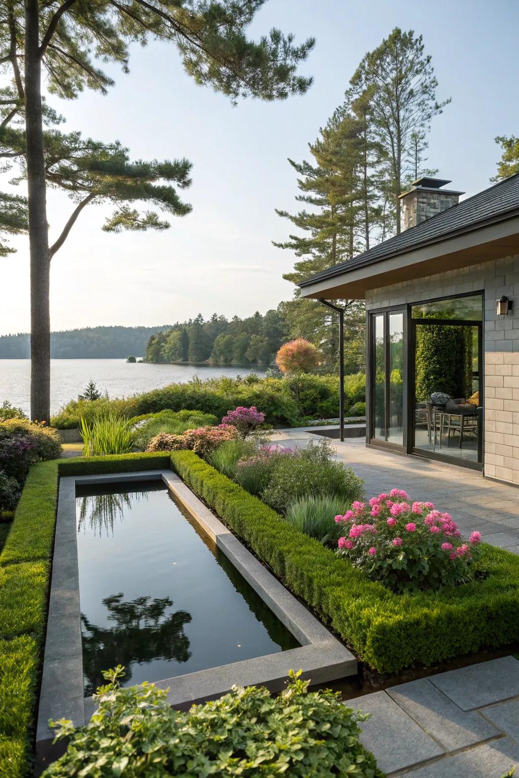A reflecting pool adds tranquility to your outdoor space.