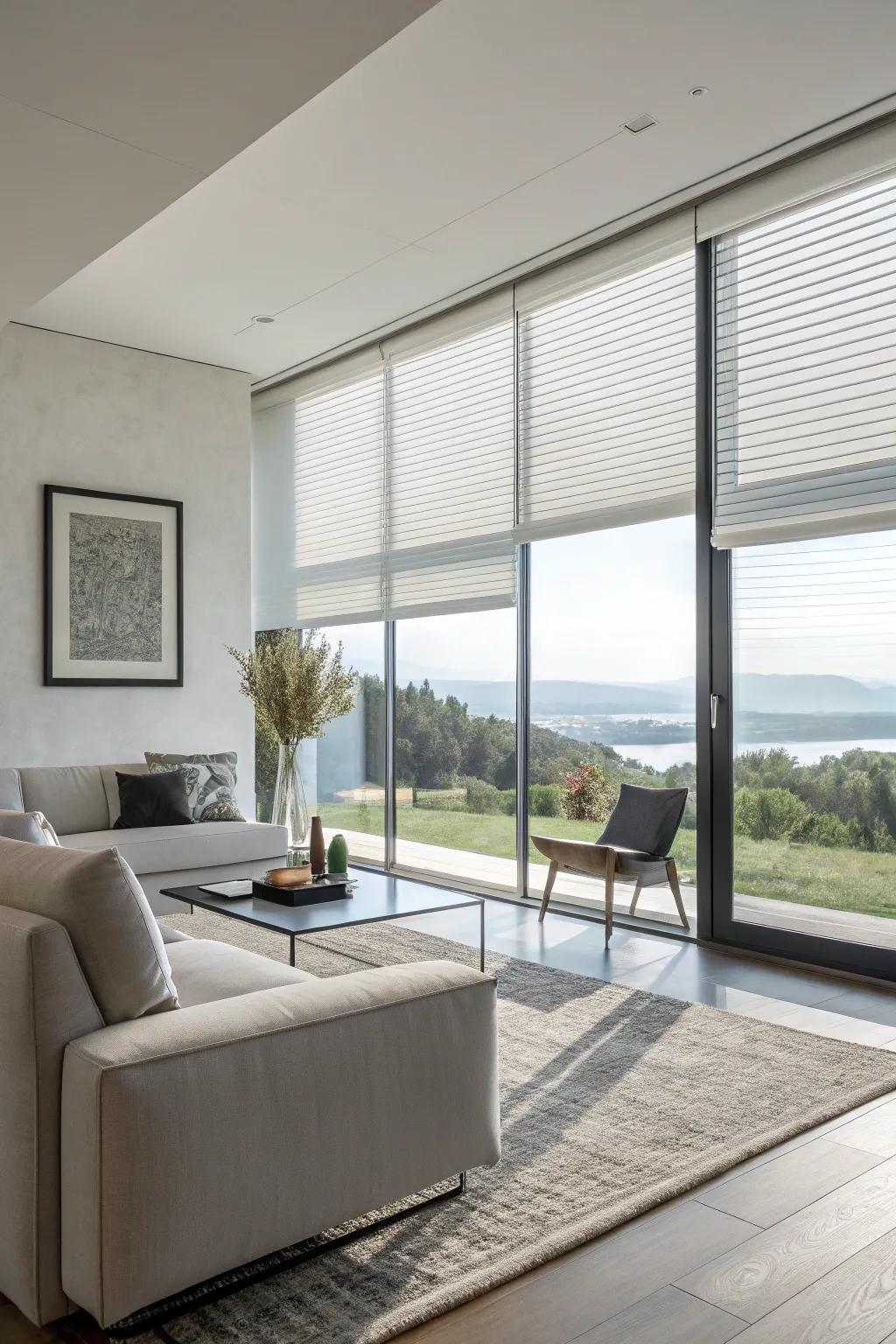 Achieve a clean look with simple window shades.