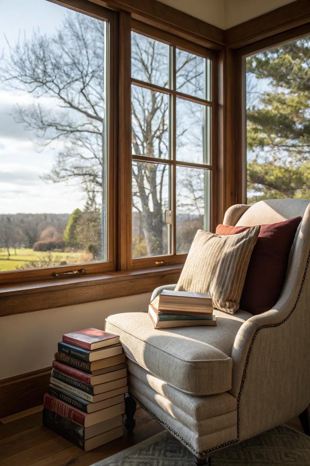 Turn your window area into a peaceful reading corner.