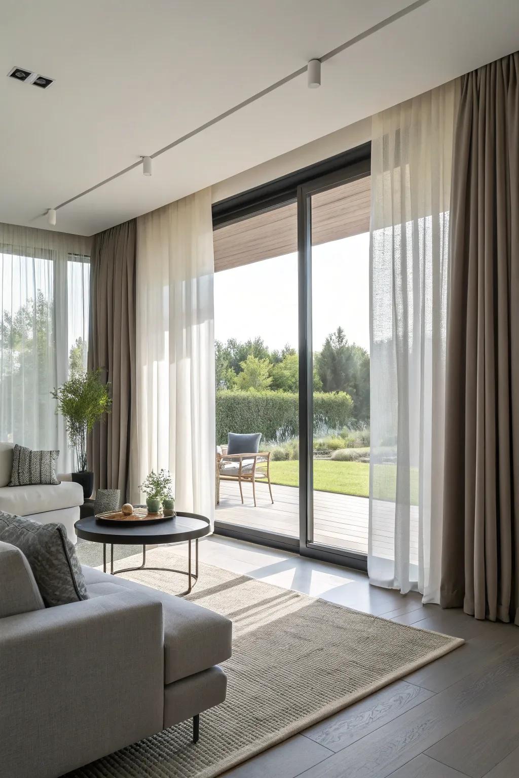 Achieve adaptable window coverage with sliding curtains.