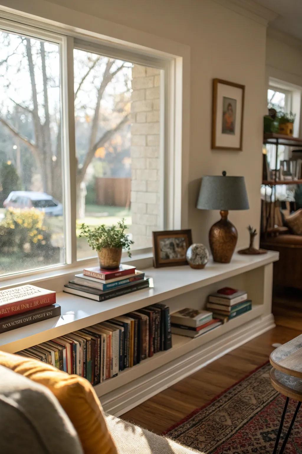 Boost your window area's utility with a floating shelf.