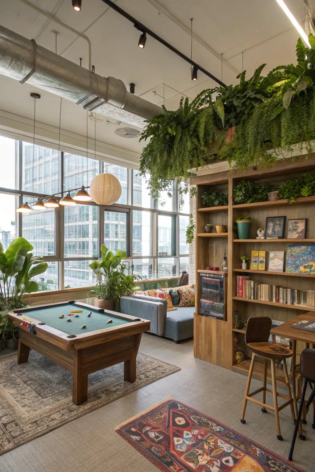 Natural accents add freshness and peace to your game room.