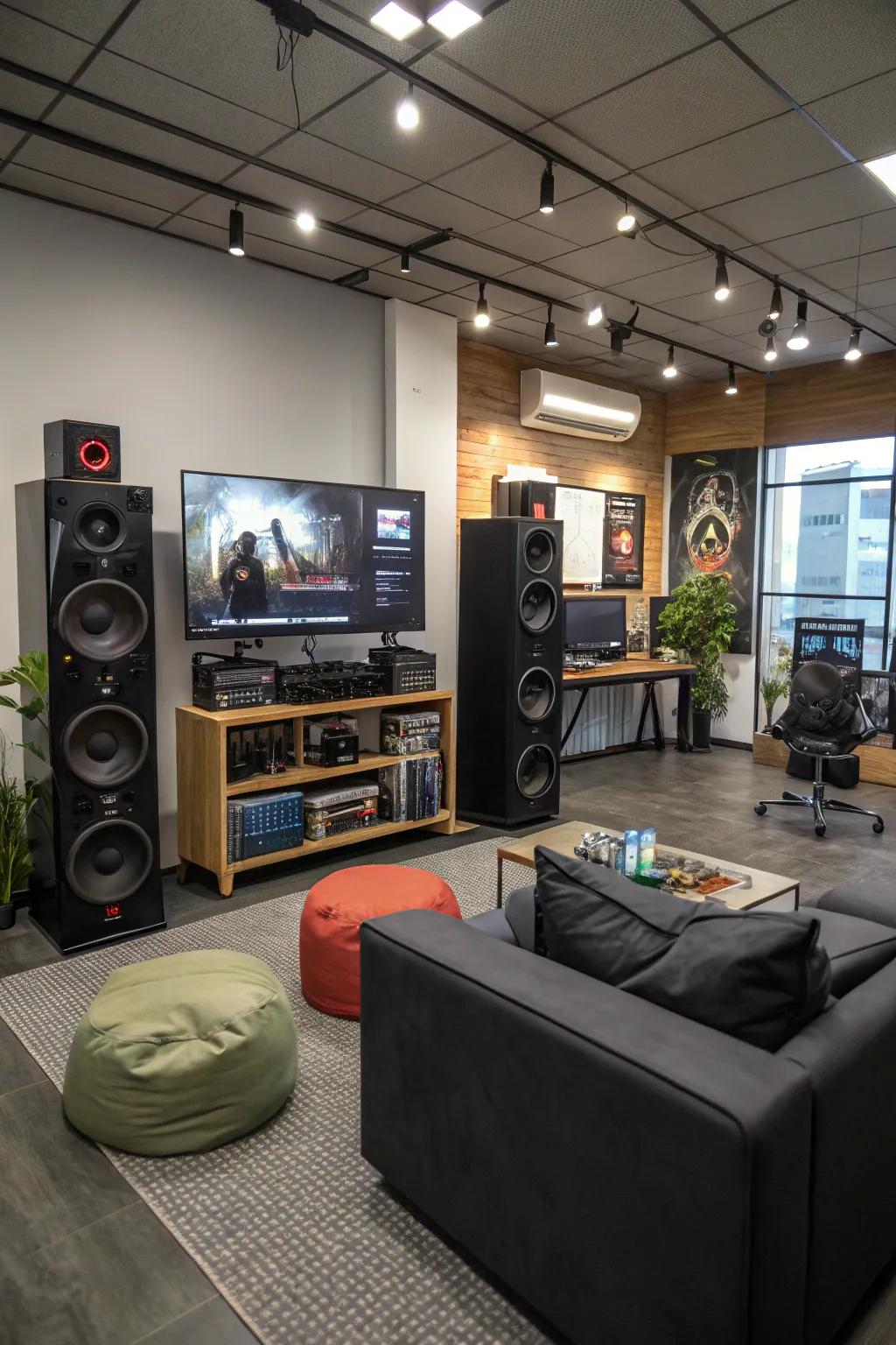 A refined audio configuration for immersive gaming and work experiences.