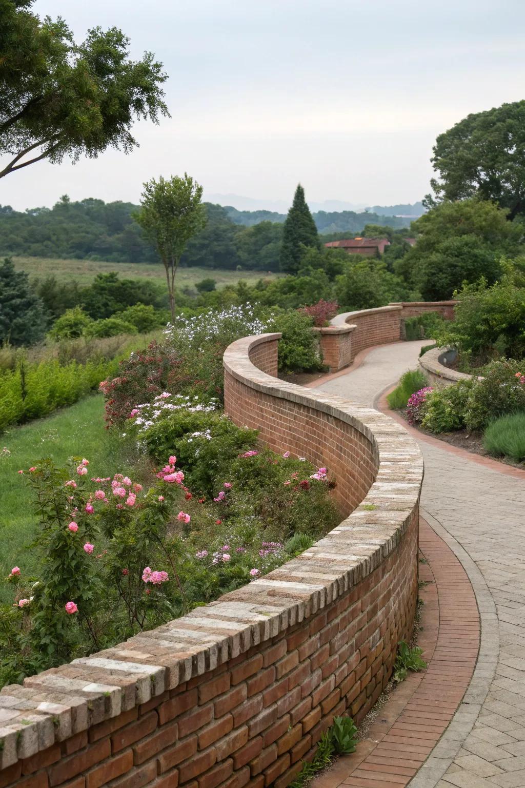 An elegant arched block structure that introduces movement to the garden.