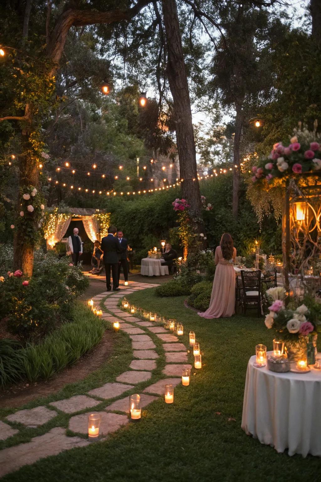 Step into a magical garden party filled with enchanting decor.