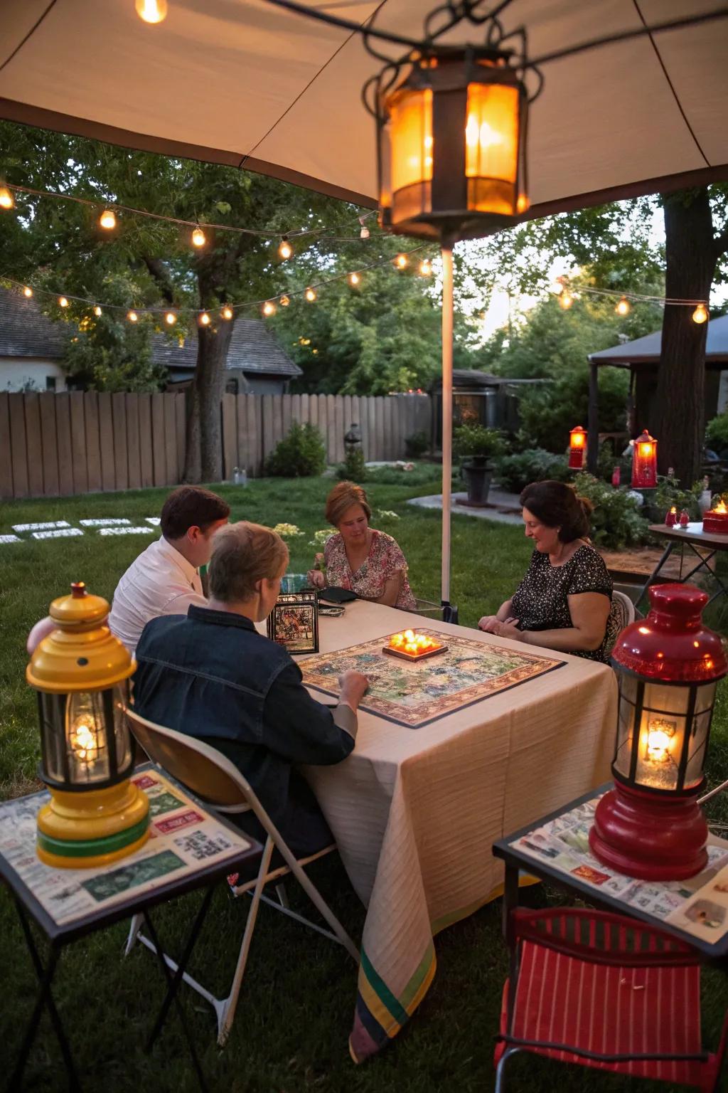 Relive classic games beneath the night sky for a nostalgic evening.