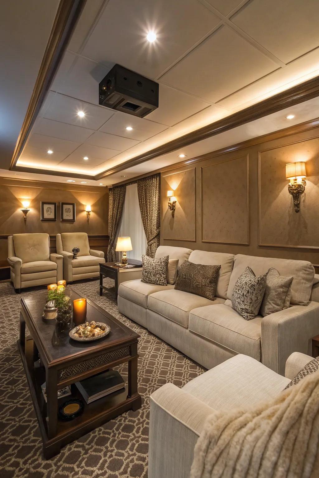 A cozy lounge area invites relaxation and socializing in style.