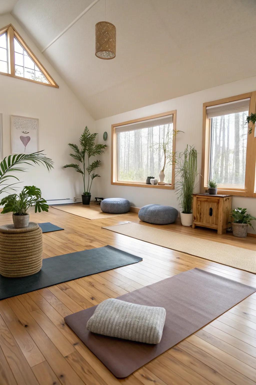 Create a peaceful retreat for yoga and meditation in your bonus room.