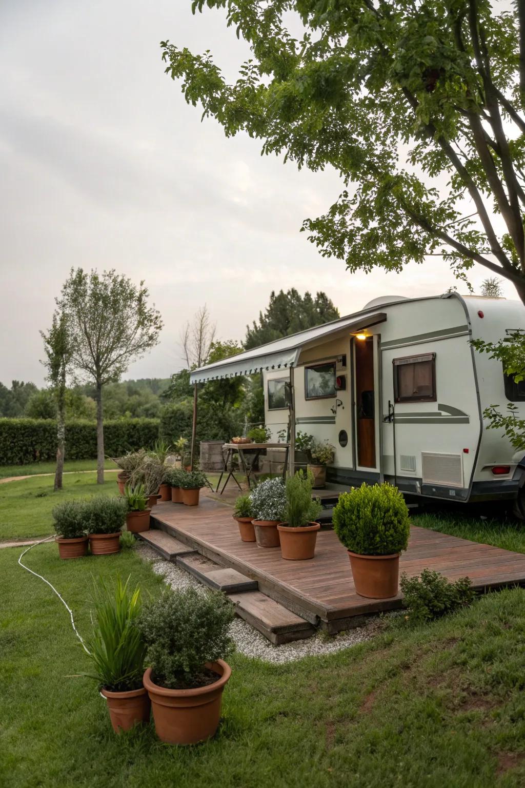 Potted greenery infuses life and color into your outdoor area.