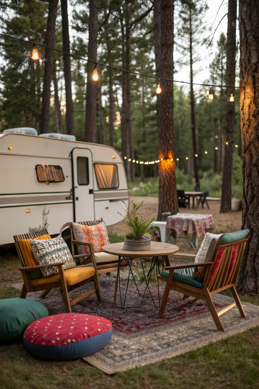 A snug lounge space beckons you to relax and rejuvenate.