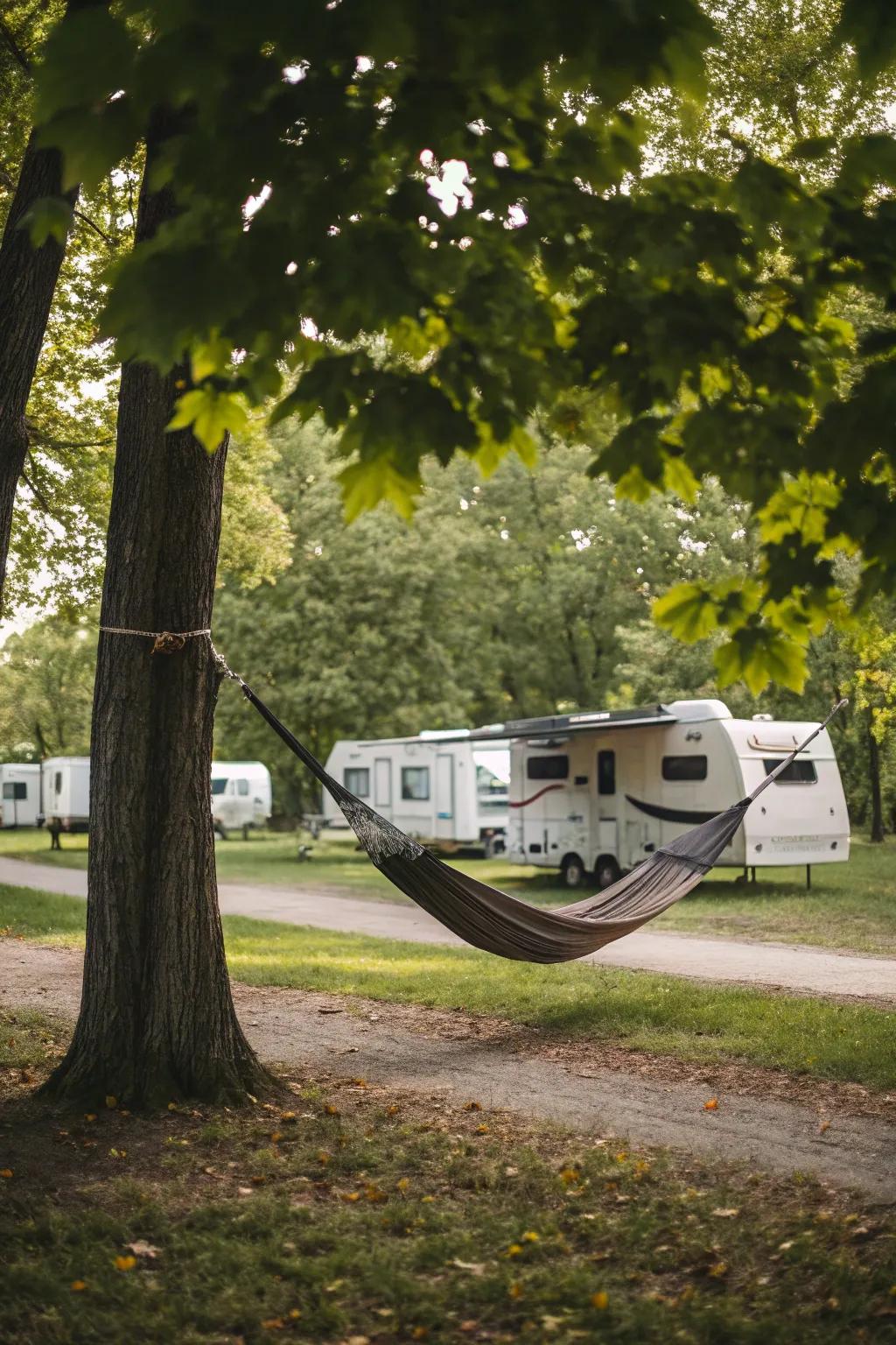 A hammock offers the perfect place to unwind and relax.