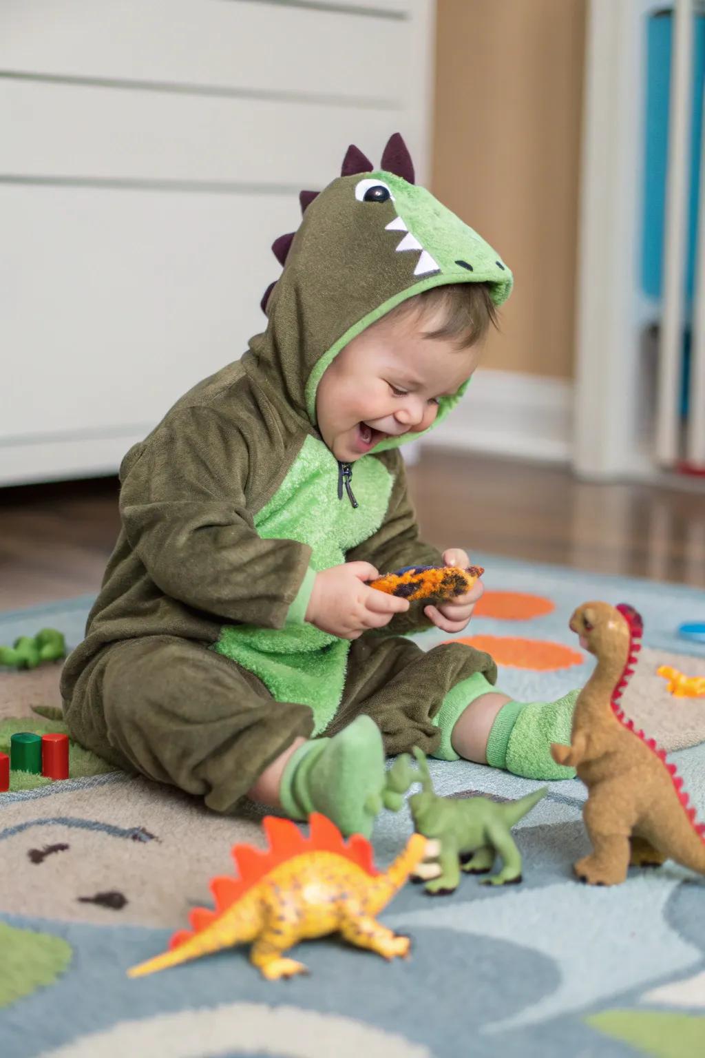 This tiny Tyrant Lizard is ready to romp around the Halloween celebration.