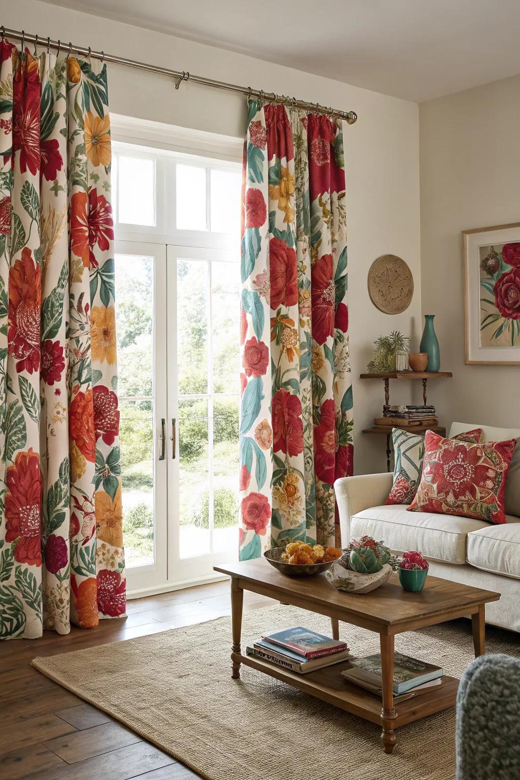 Decorated drapes add character and elegance to any space.