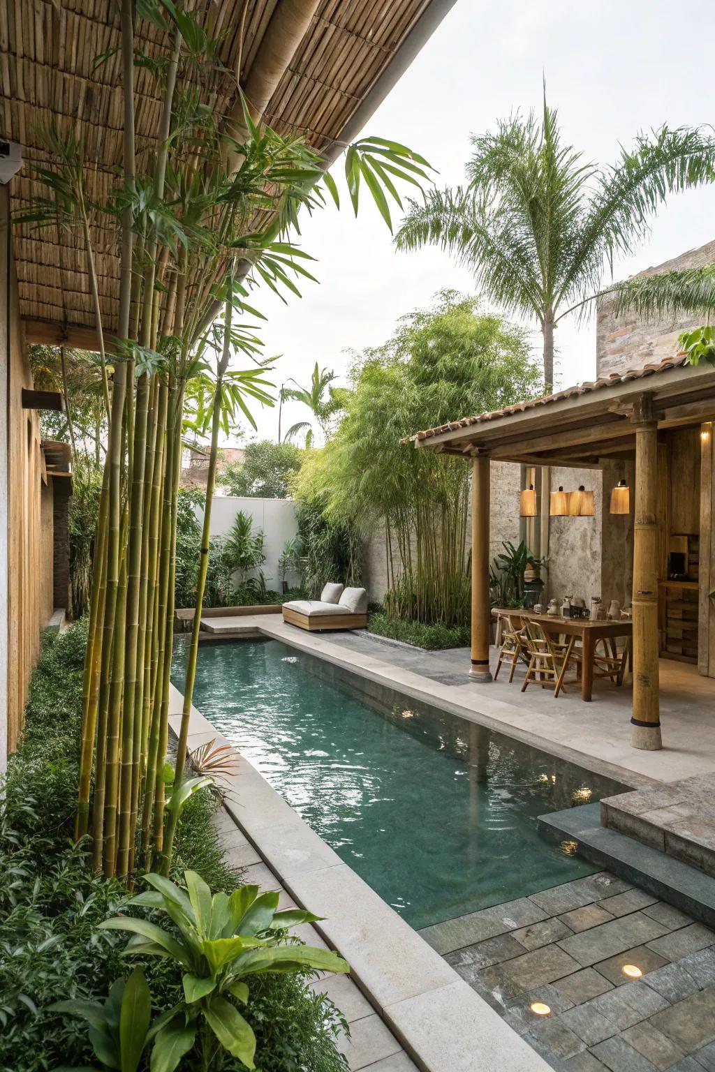 Bamboo accents provide shade and a natural, eco-friendly touch.