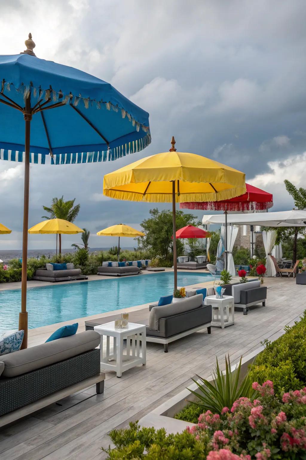 Radiant parasols offer both protection and visual appeal.