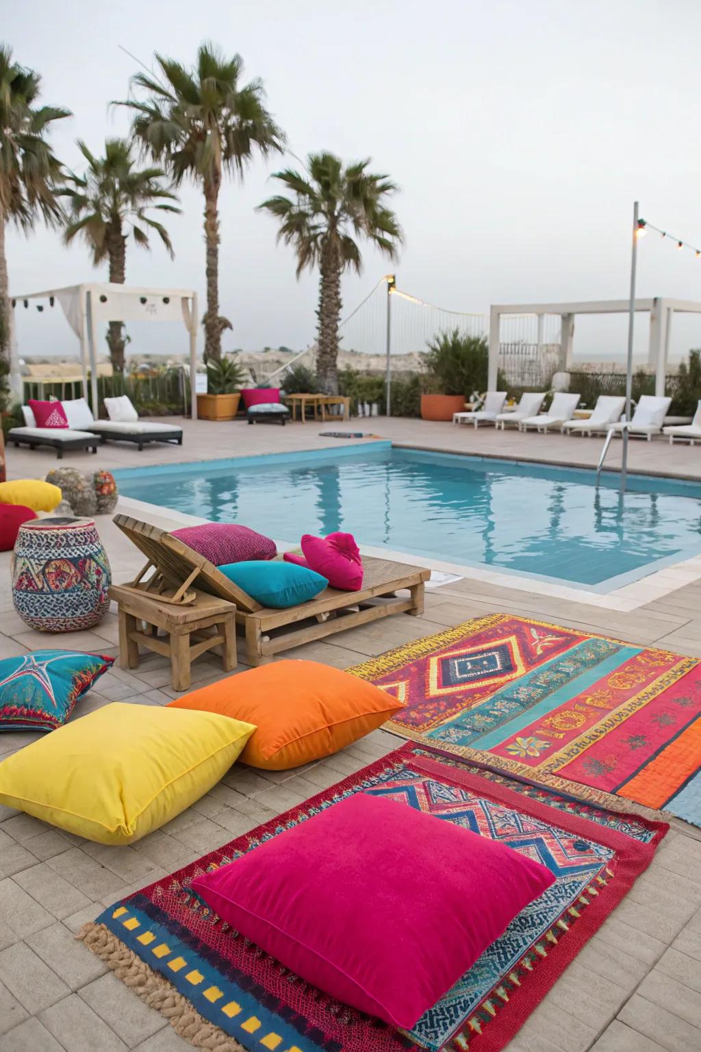 Bold colors energize and refresh your poolside decor.