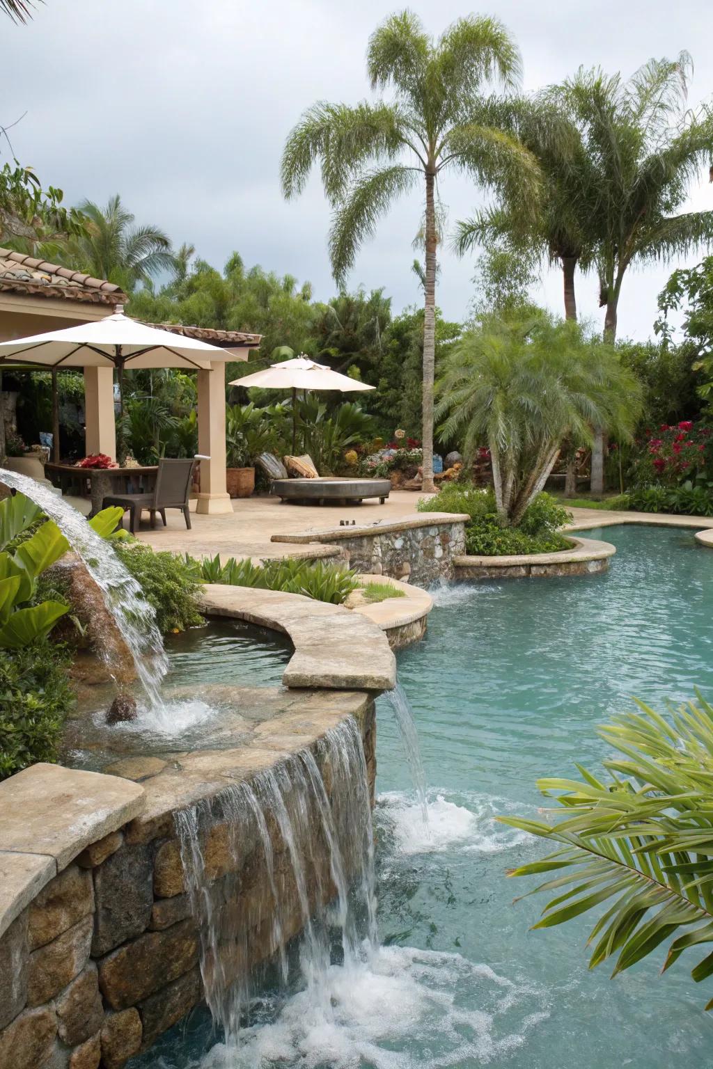 Aquatic features bring a serene and lively component to your poolside.