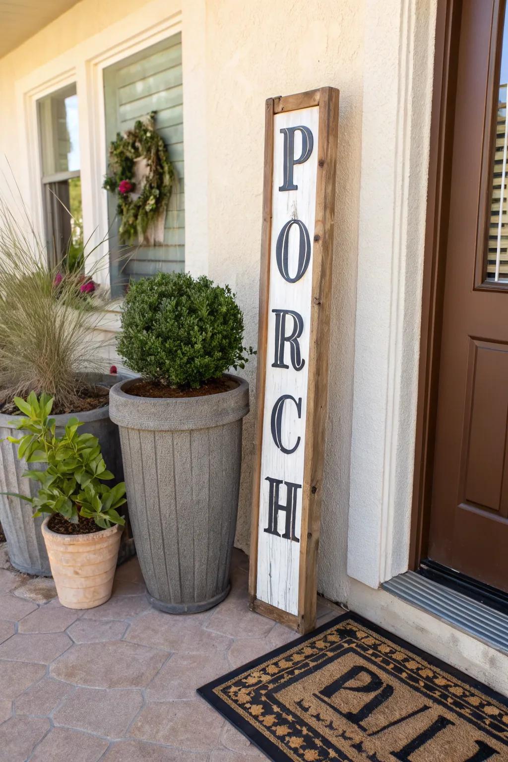 An upright sign that maximizes area while contributing appeal.