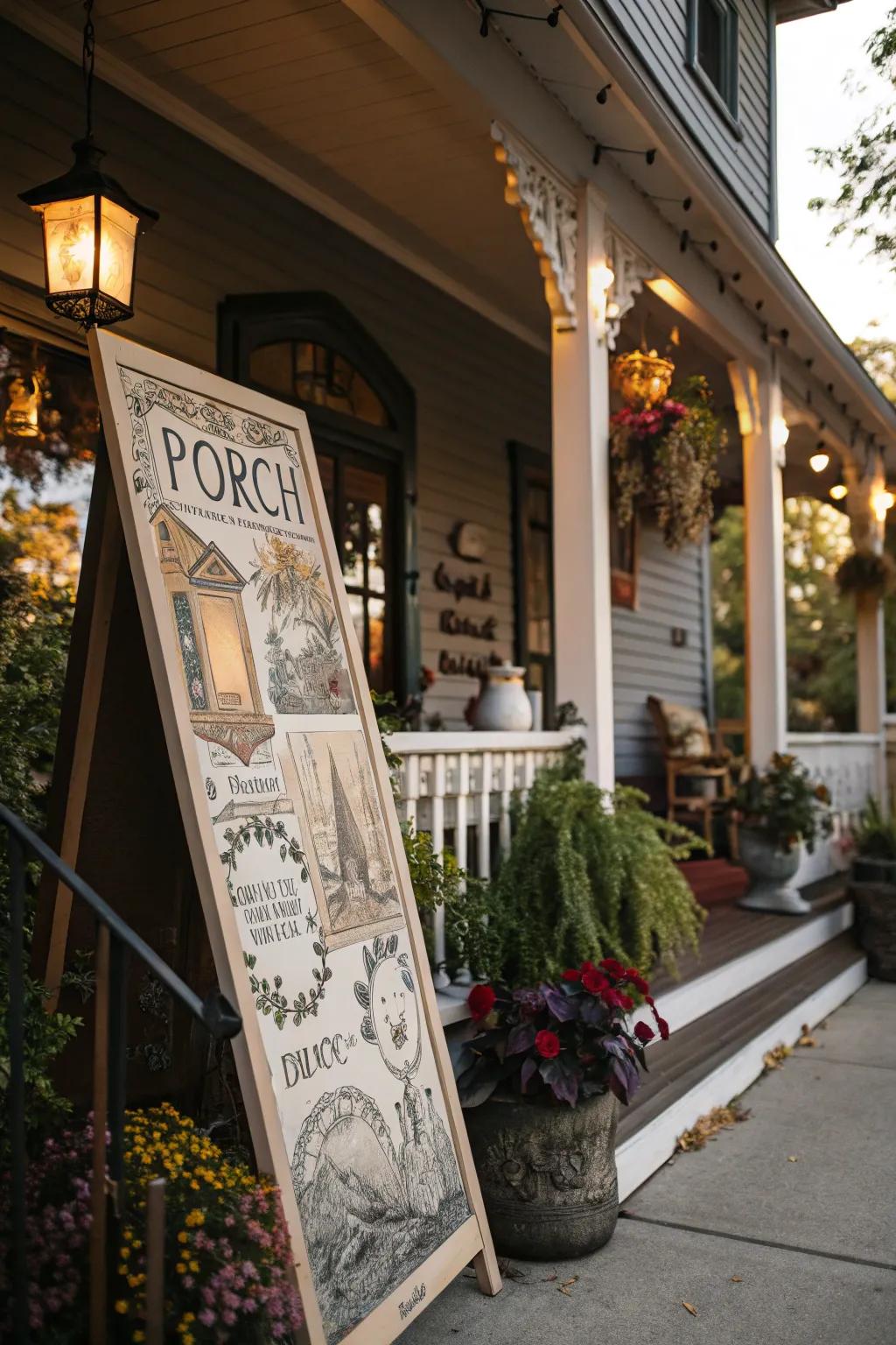 An illustrative art sign that transforms your patio into an art area.