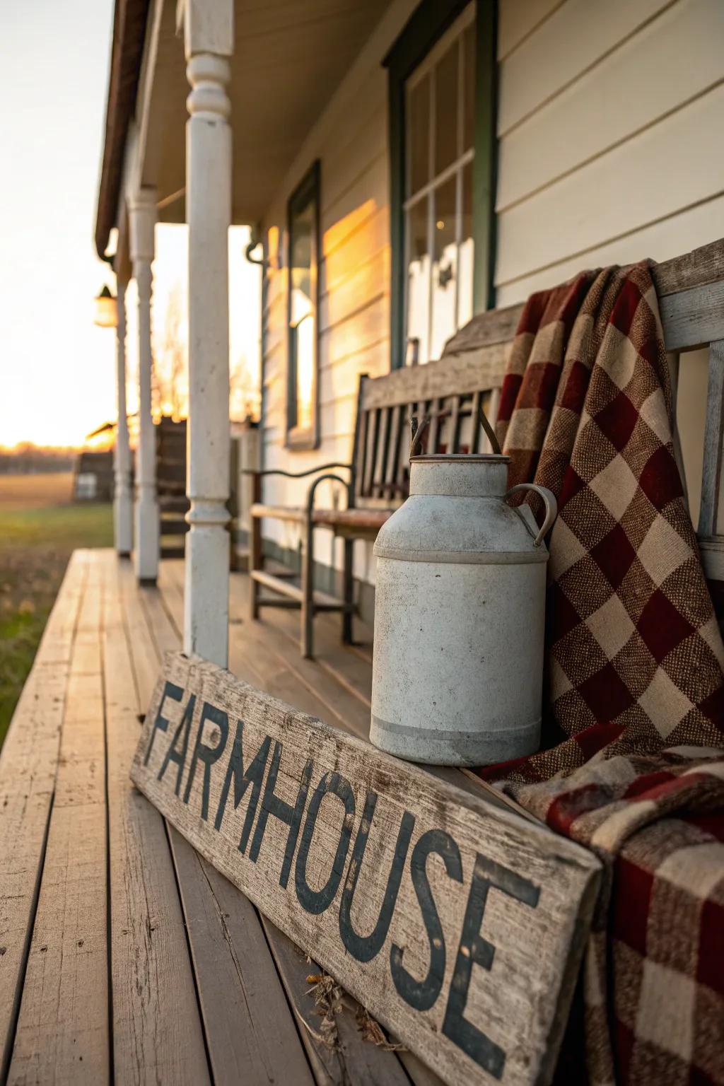 Country appeal with a farmhouse-inspired patio sign.