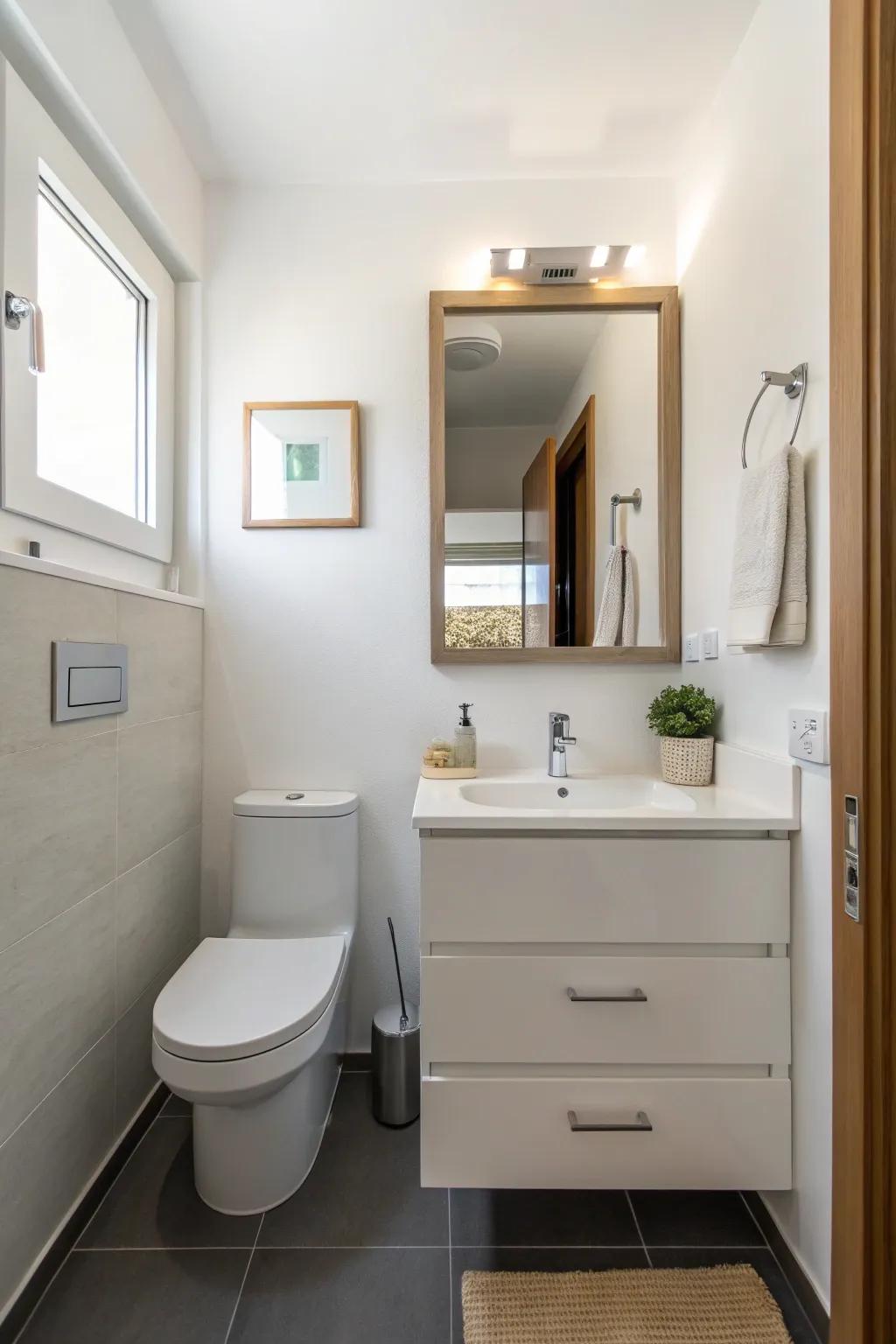 Elevated fixtures free up additional space and produce a contemporary appearance.