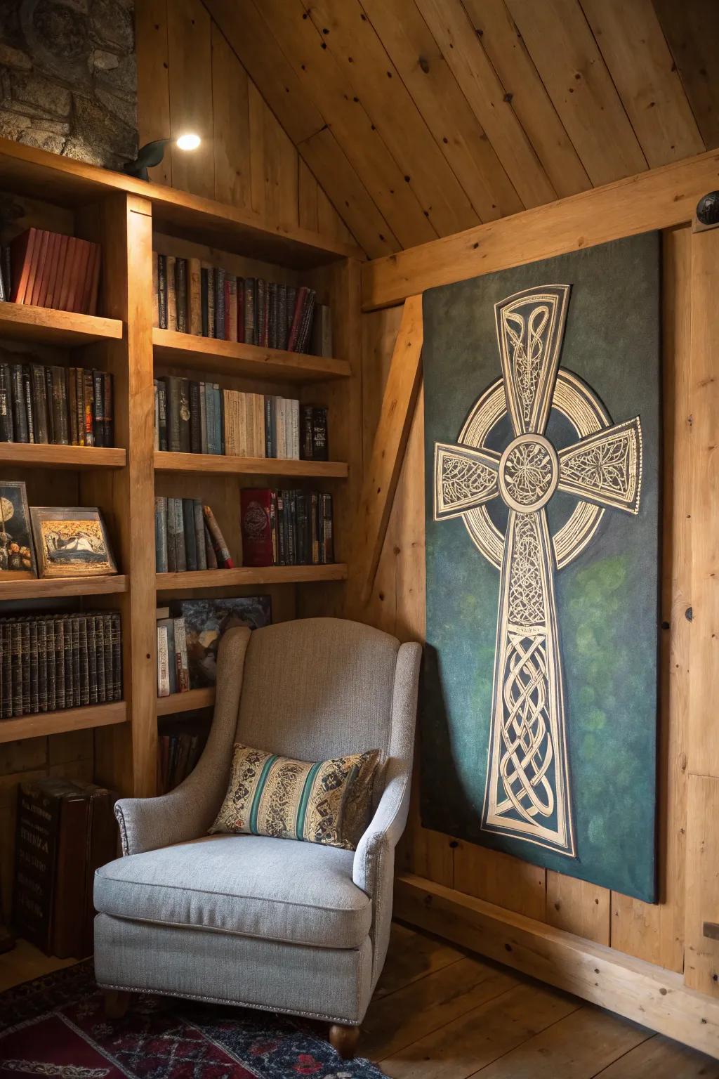 A Gaelic cross painting weaves history and belief into your abode.