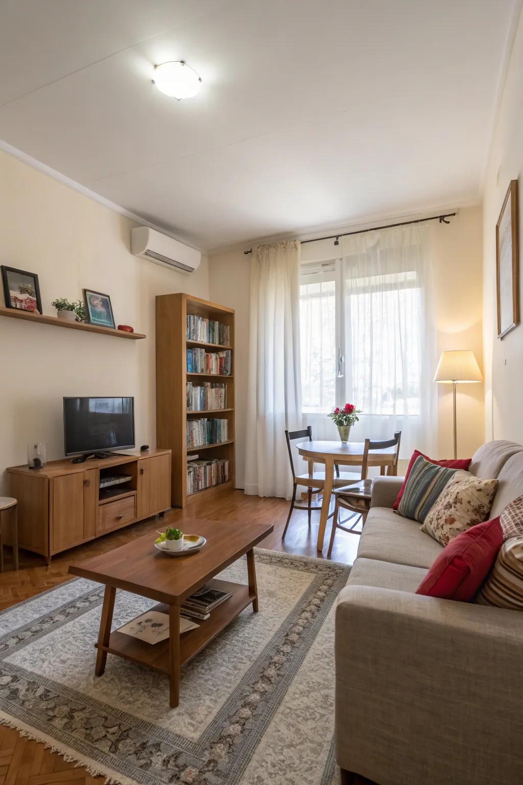 Smart furniture arrangement makes the most of the space.