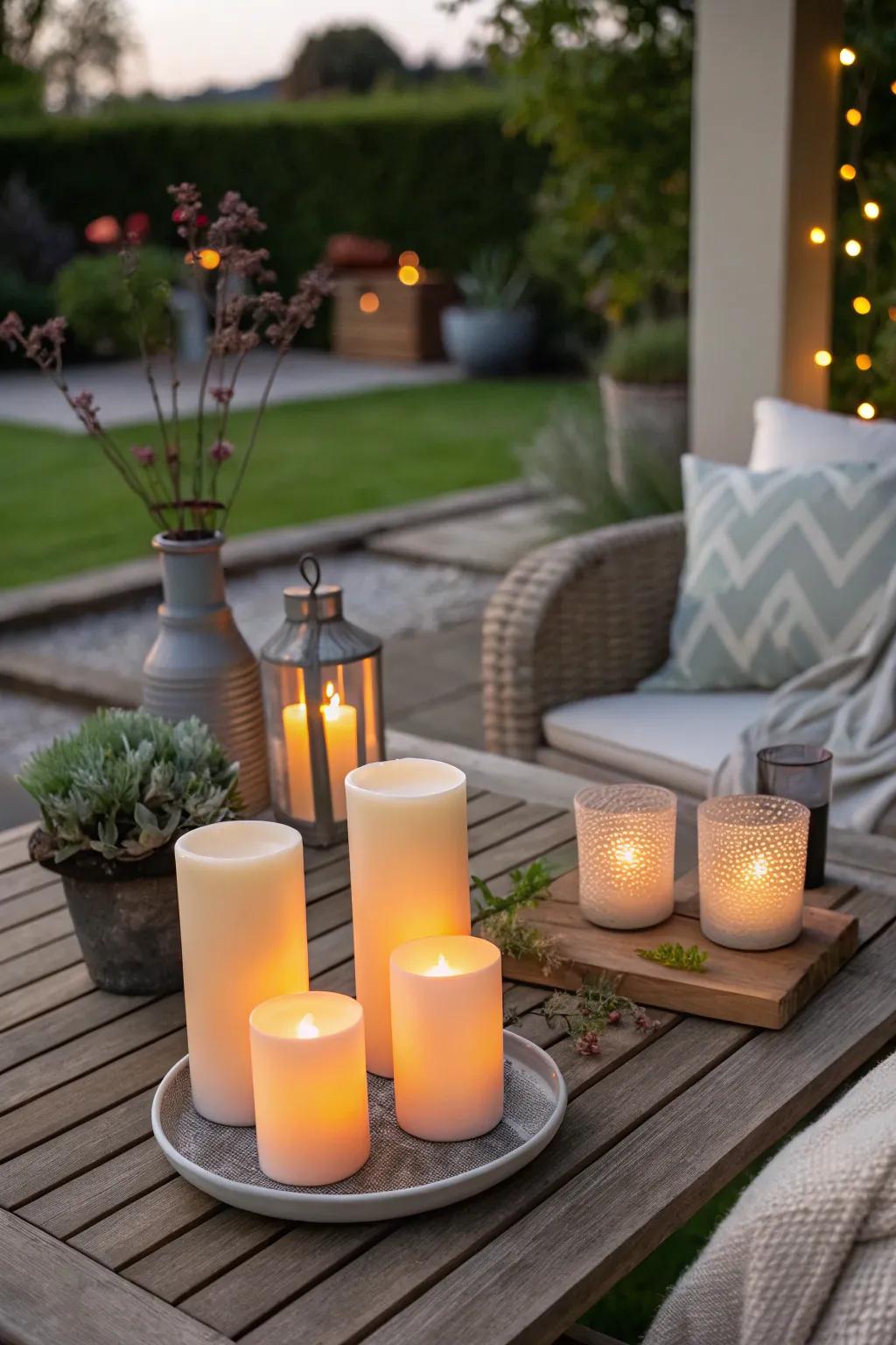 Create a cozy glow with LED wax lights.