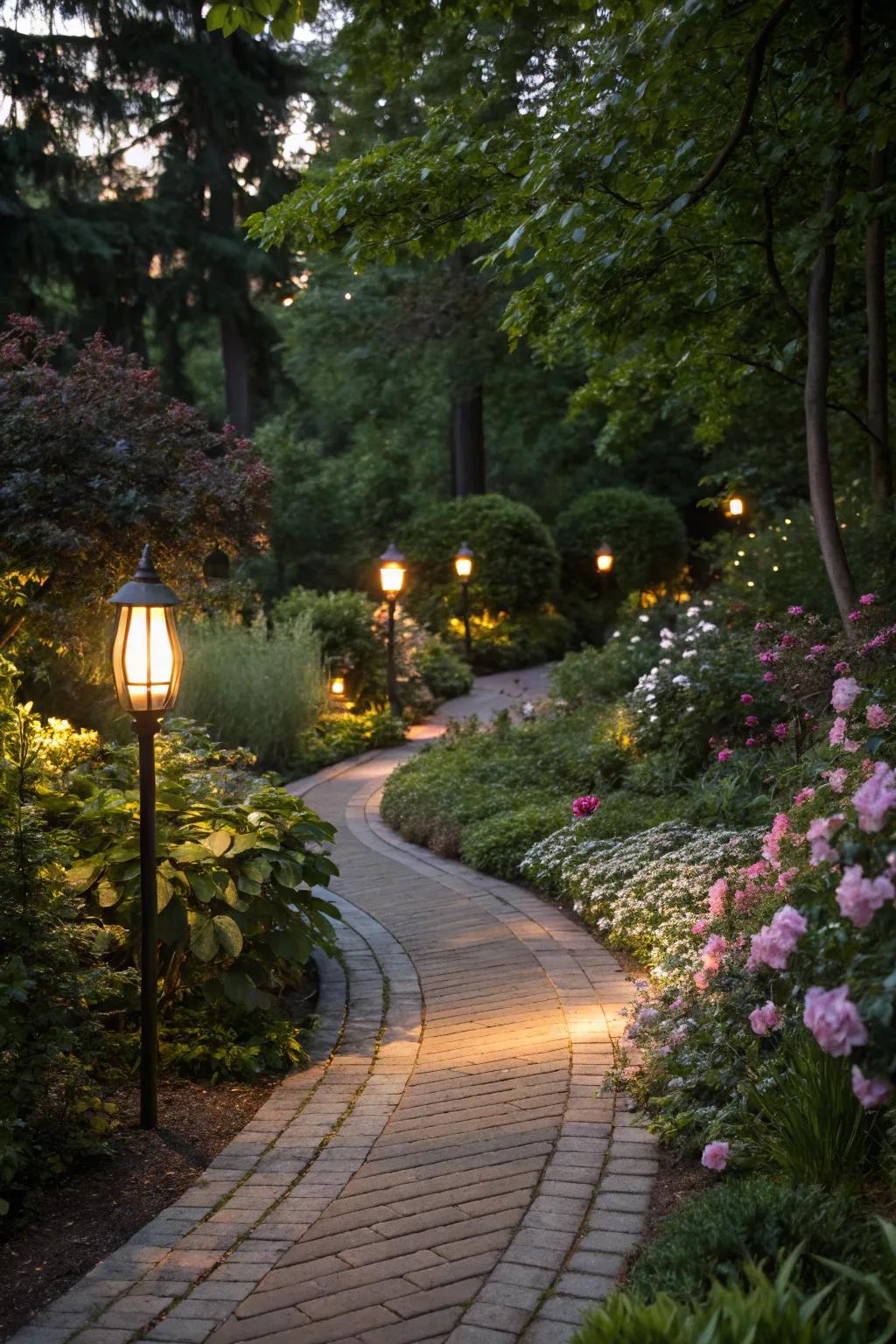 Illuminate walkways with solar-powered lamps.