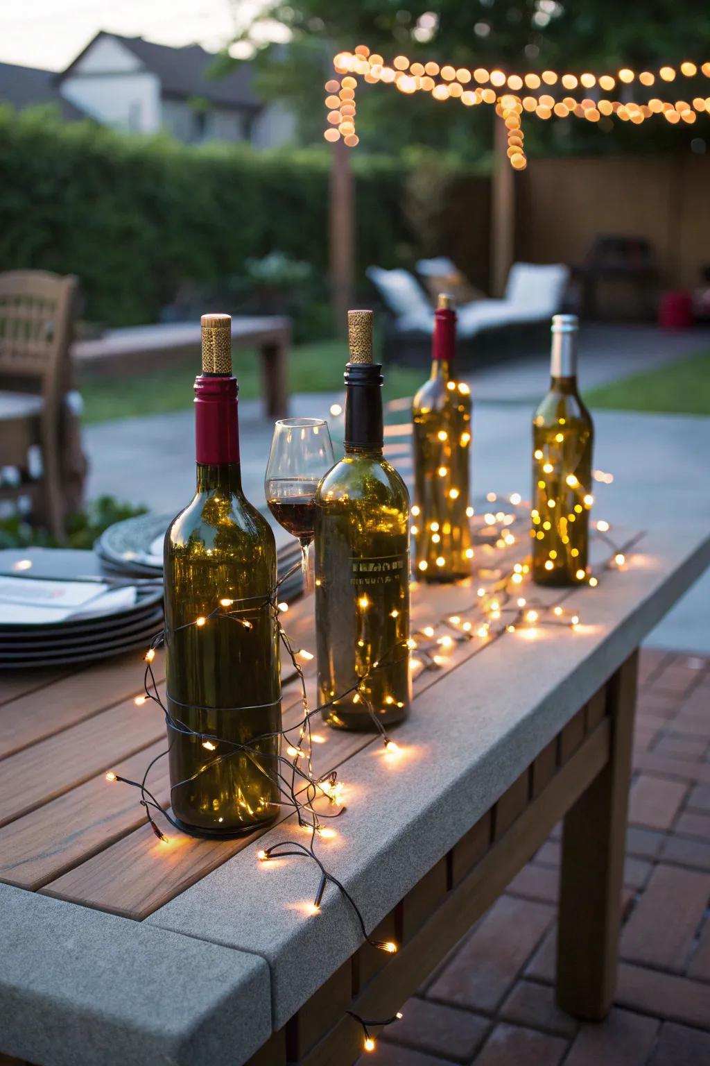 Add a creative touch with DIY bottle lamps.
