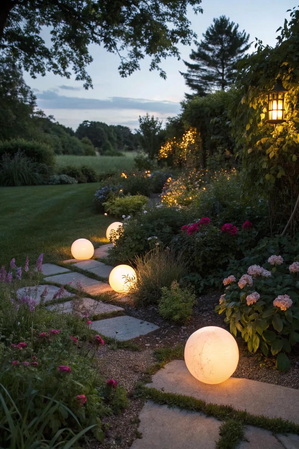 Add modern radiant globes to your garden.