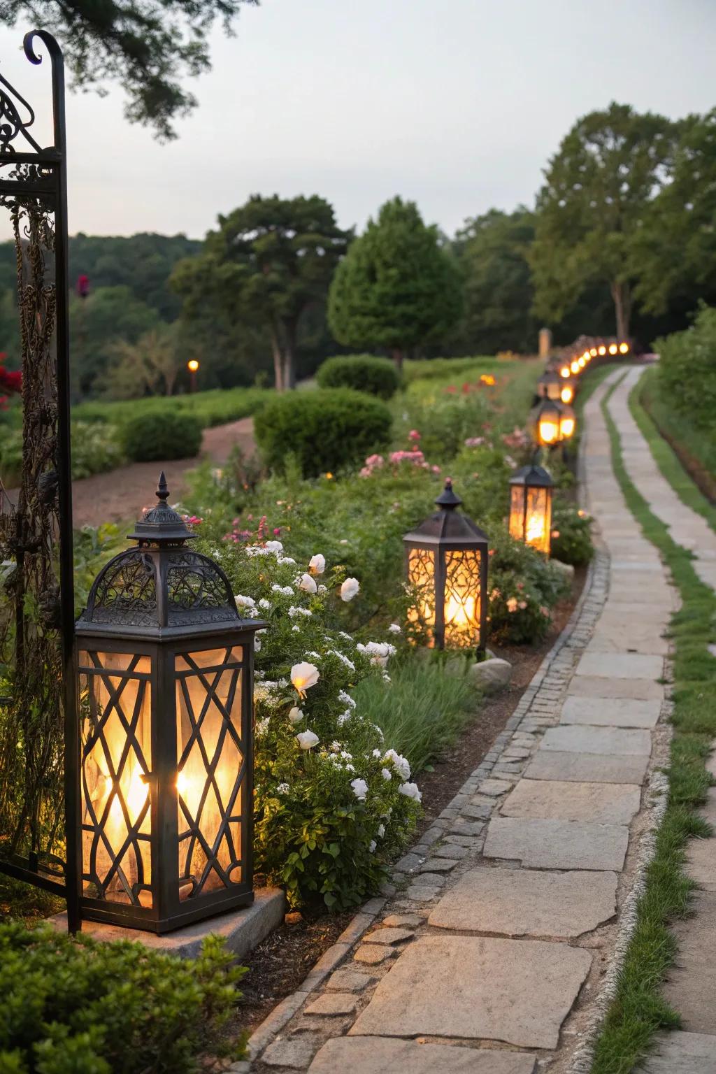 Light garden paths with charming torches.