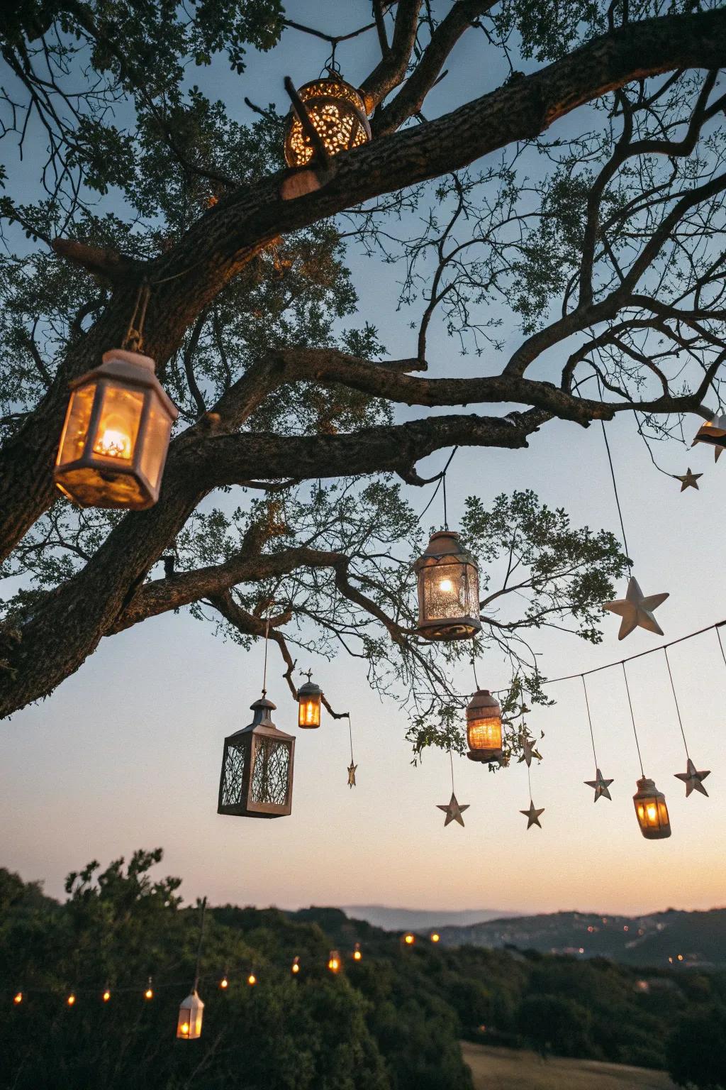 Embrace country style with hanging lanterns.