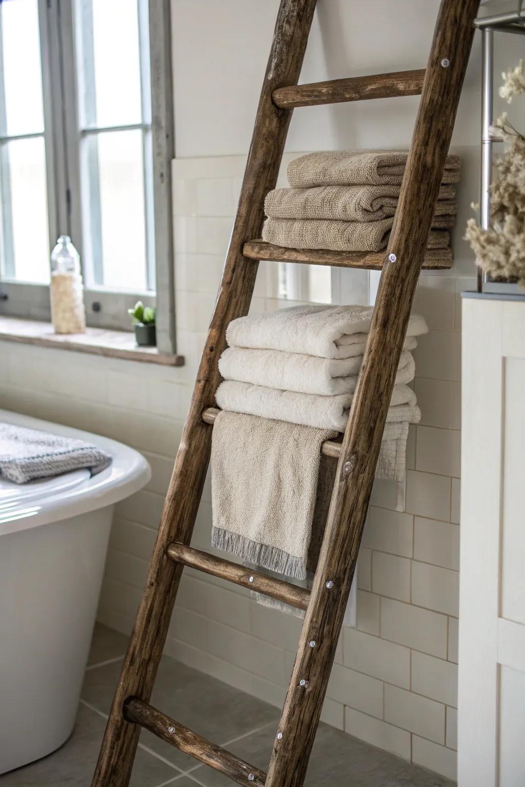 Ladder-style holders perfectly blend rustic charm with contemporary functionality.