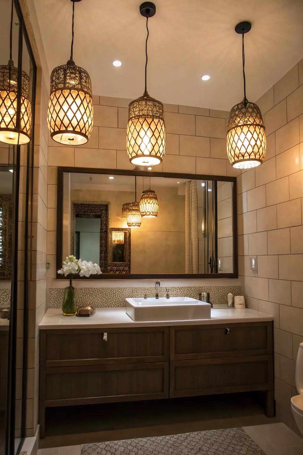 Unique light fittings serve as stylish focal points.