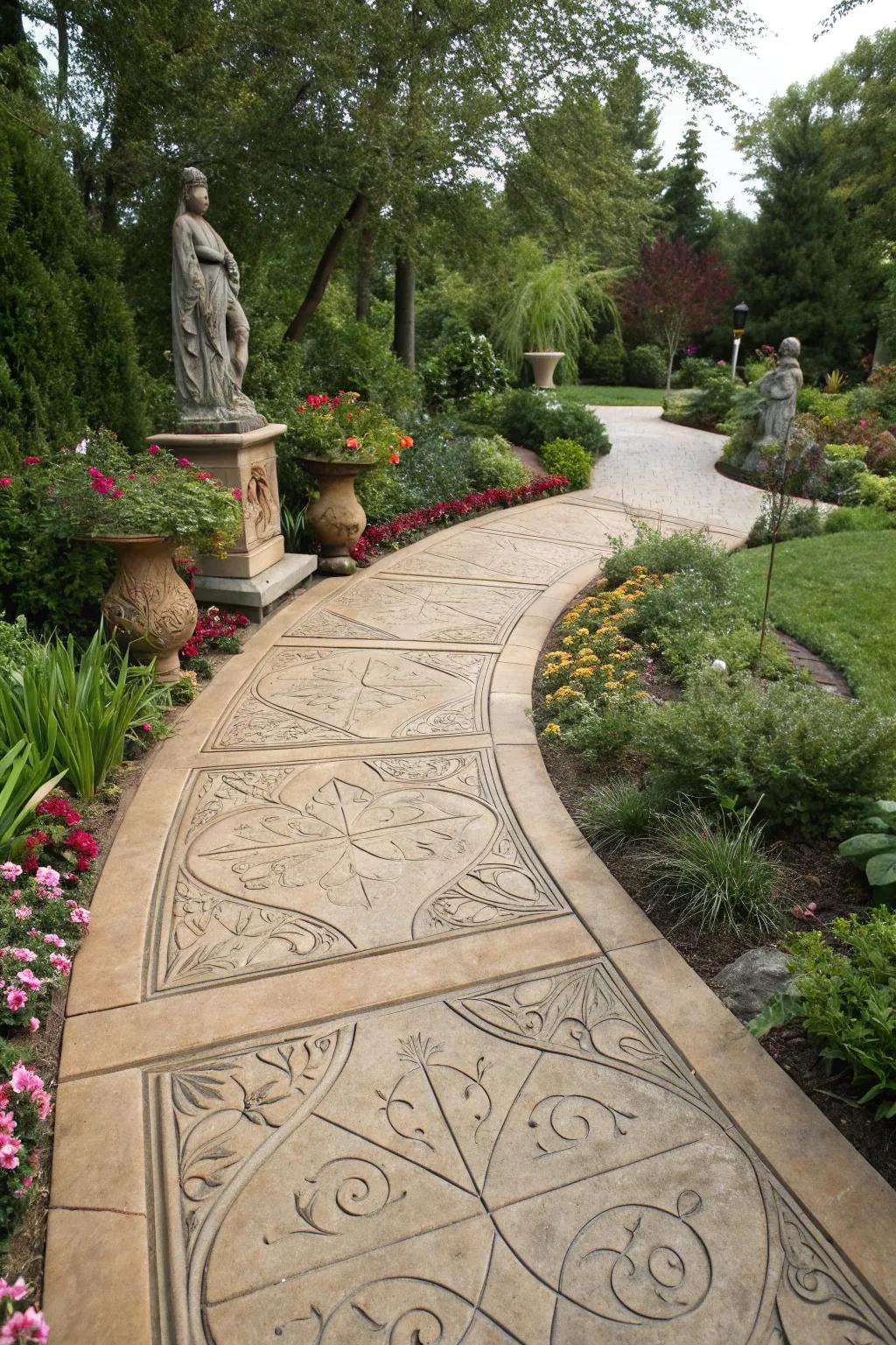An artistic molded stone walkway enhancing any outdoor setting.