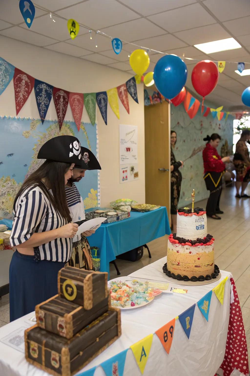 A freebooter-themed baby shower showcasing adventurous and wealth-filled elements