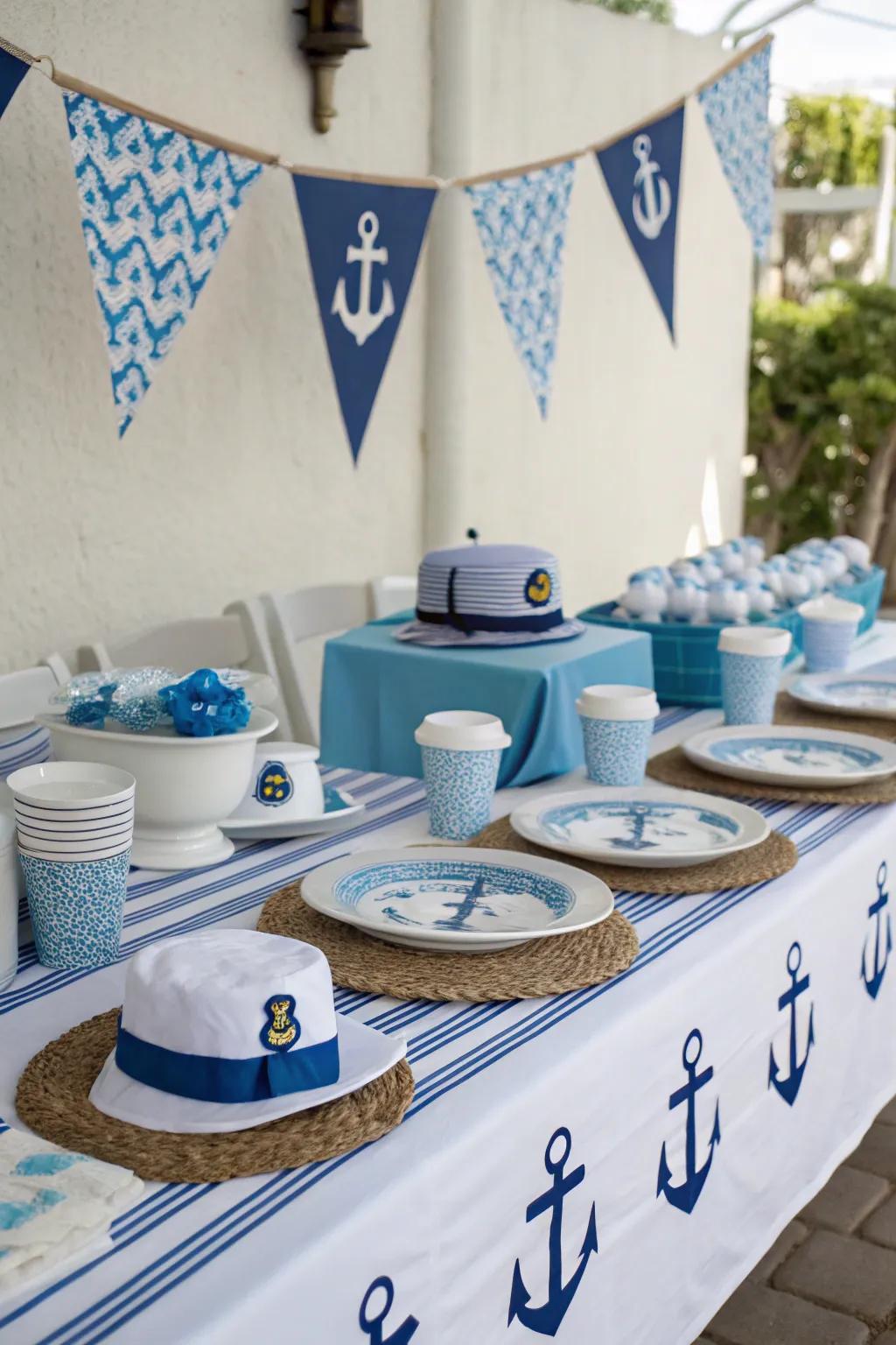 A nautical baby shower featuring engaging maritime touches